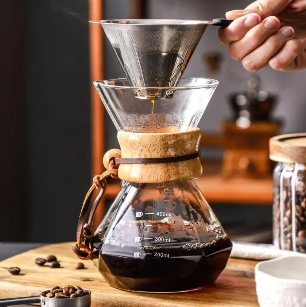 Glass Coffee Pot with Stainless Steel