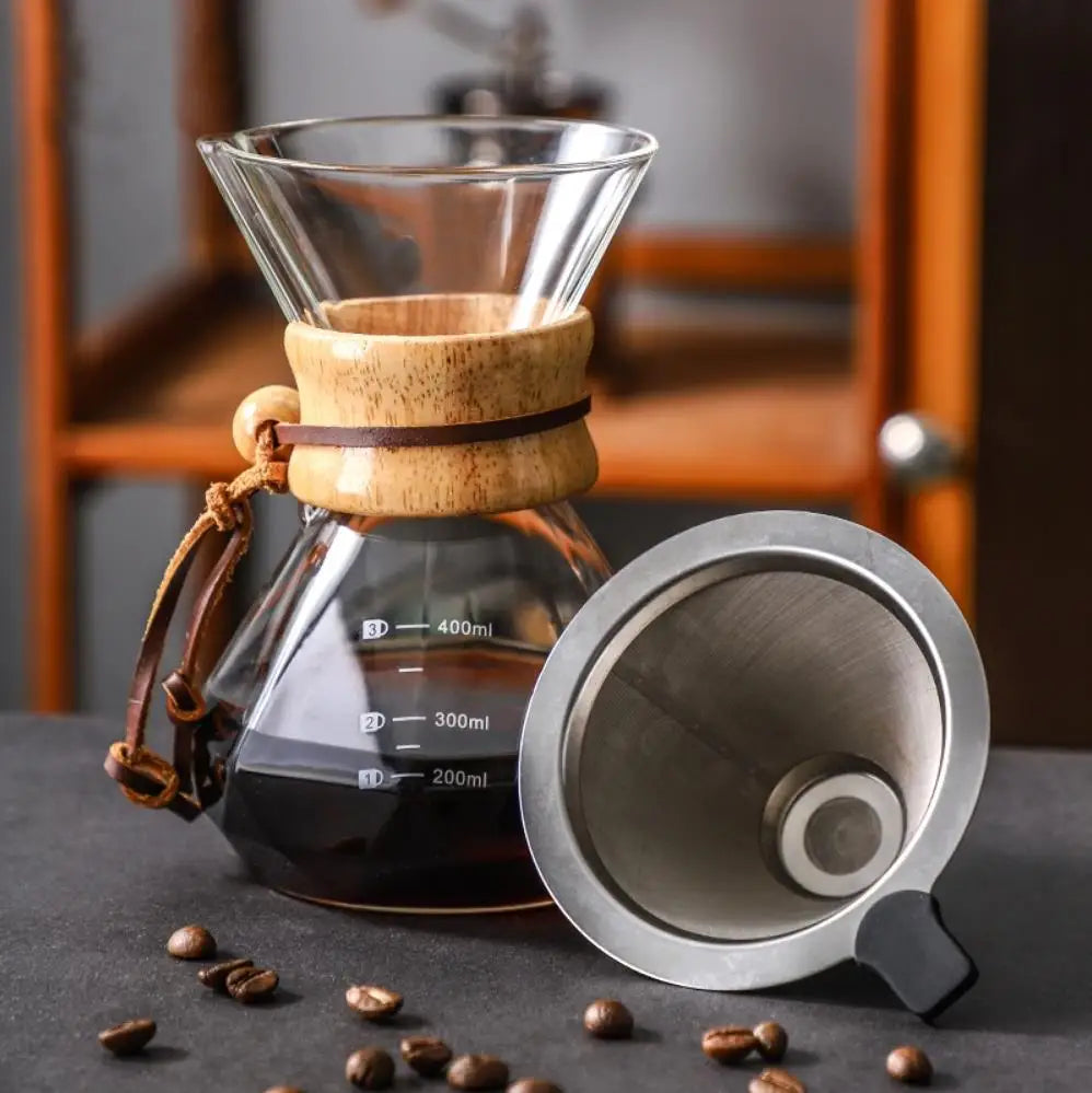 Glass Coffee Pot with Stainless Steel