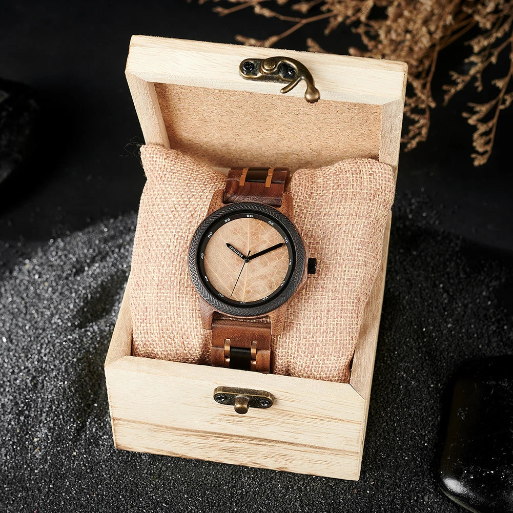 Unique Leaf Dial Wooden Watch
